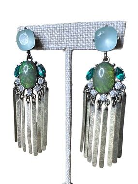 Green Statement Dangle Earrings